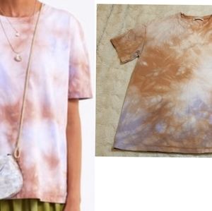 Zara oversized tie dye T-Shirt Purple Brown Short